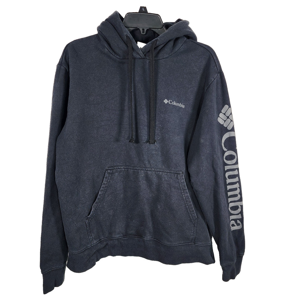 Columbia Men Viewmont II Hoodie Medium Logo Graphic Hoodie Black Kangaroo Pocket